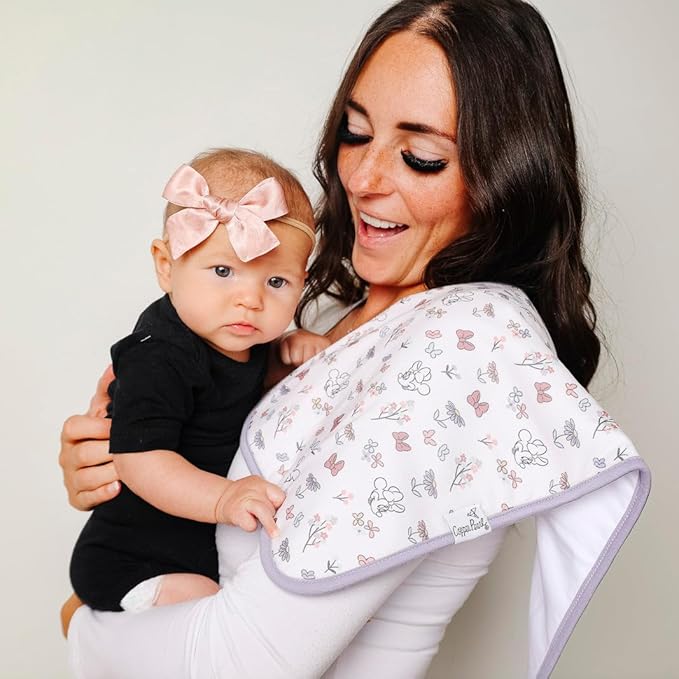 Baby Burp Cloth Large 21''x10'' Size Premium Absorbent Triple Layer 3-Pack Gift Set "Minnie Mouse" by Copper Pearl