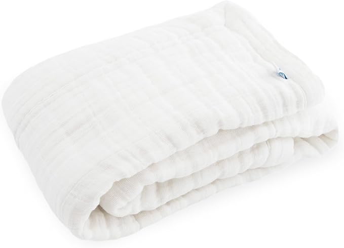 Little Unicorn Newborn Receiving Quilt | Ultra- Soft, Multi-Layered Muslin Fabric | Gift for Newborns & on-The-go (White)