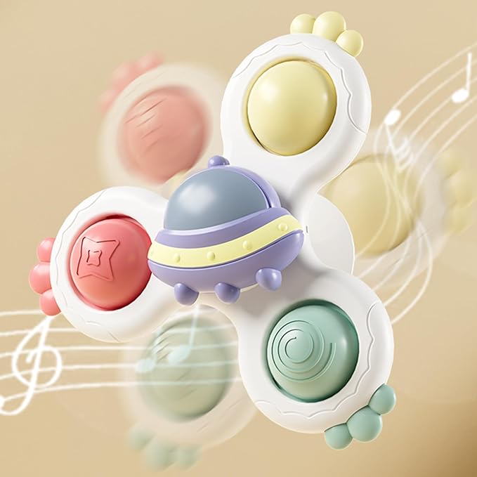 3 Piece Suction Cup Spinning Gyro Water Play Toys for Baby Bath, Window, Children's Table and Stroller, Sensory Toys for 1 to 3 Year Olds, Halloween Thanksgiving Christmas Birthday Gift