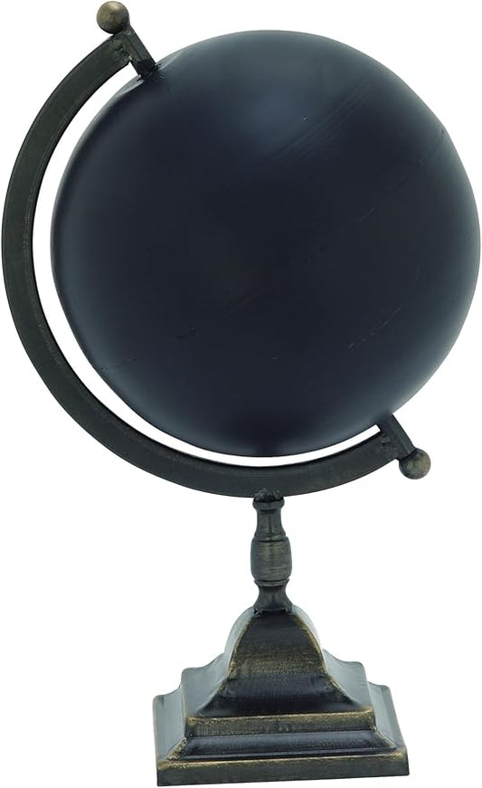 Deco 79 Industrial Metal Round Globe, 11" x 10" x 18", Black