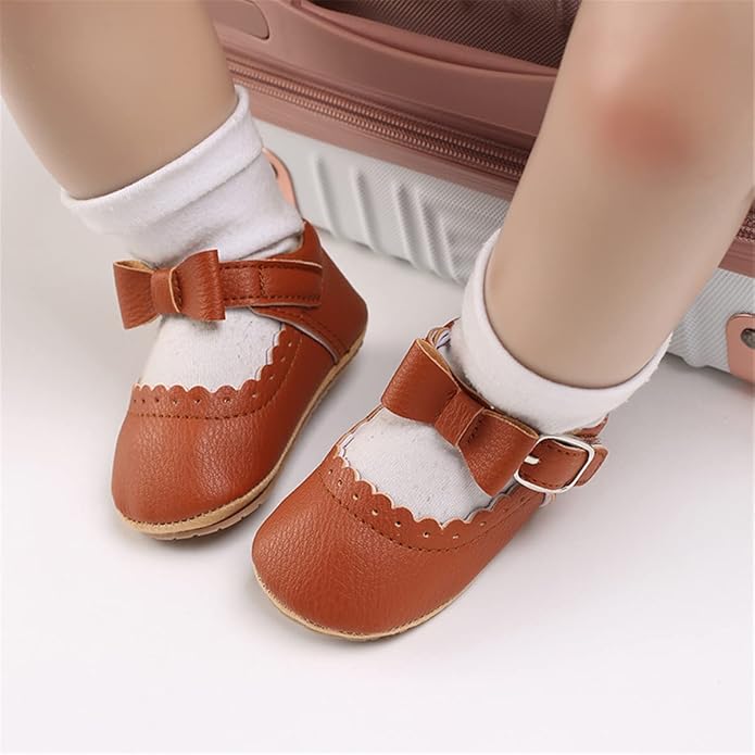 COSANKIM Baby Girls Mary Jane Flats Shoes Anti-Slip Rubber Sole Infant Toddler Princess Wedding Dress Shoes