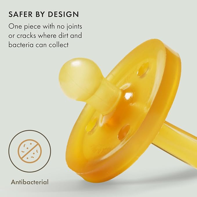 Natursutten Pacifiers 6-12 Months - 2-Pack Original Shield Round Nipple Natural Rubber Safe & Soft BPA-Free Pacifier for Breastfeeding Babies - Newborn Pacifiers Made in Italy