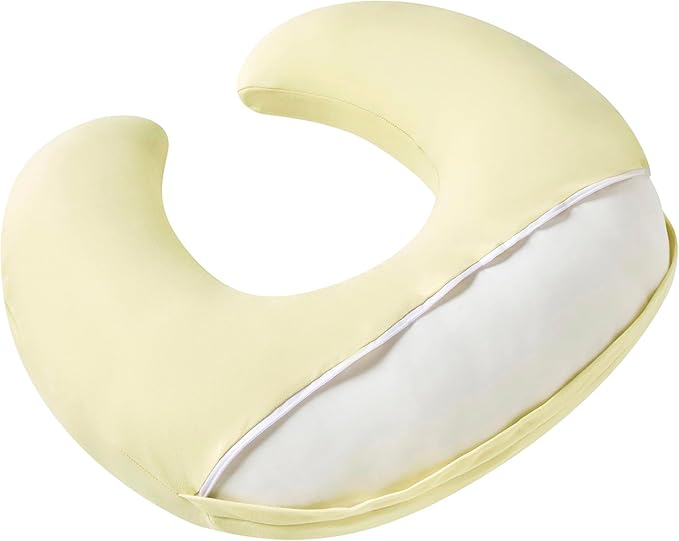 Nursing Pillow, Plus Size Breastfeeding Pillow Original Support for Baby Boys Girls Breastfeeding Essentials, with Removable Soft Cotton Cover (Beige, Large (25.59 * 20.08 * 6.30 Inches))