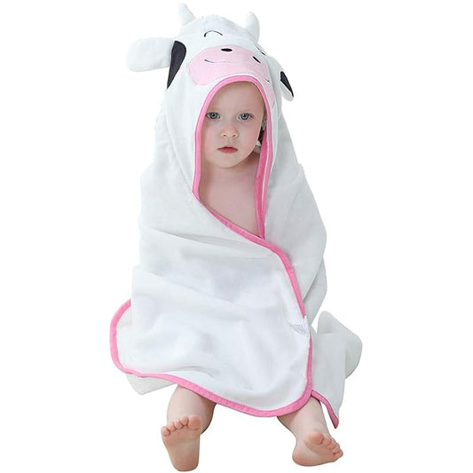 MICHLEY Unisex Baby Animal Hooded Bath Towel Soft Cotton Beach Swimming Bathrobe for 0-6T, Cow
