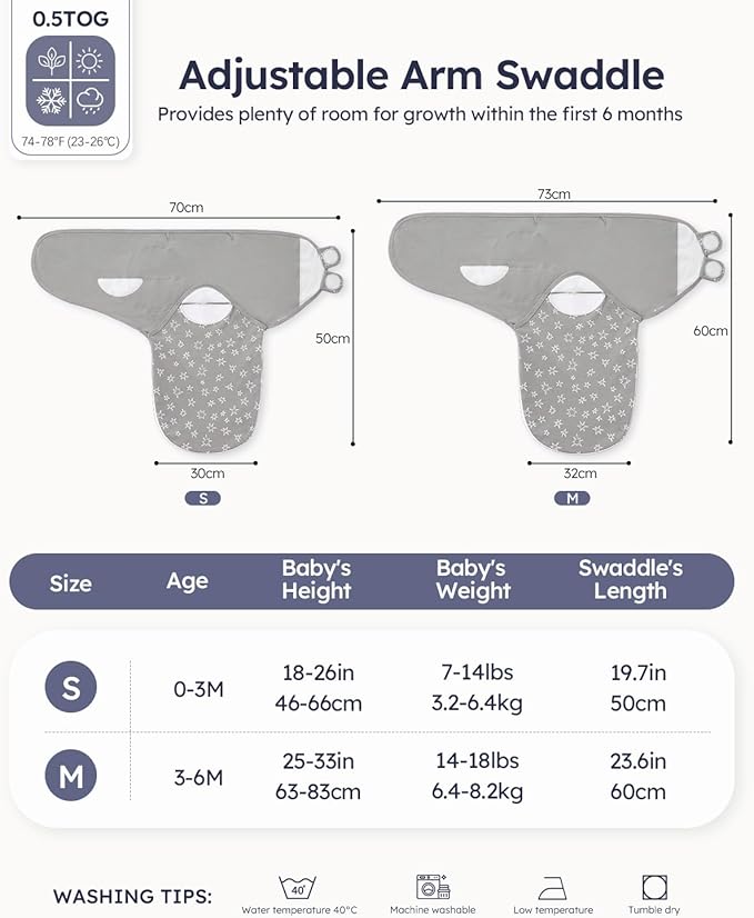 Baby Swaddles for Newborns with Zipper, 100% Cotton Newborn Swaddle Sack, 3 Pack Baby Swaddles 3-6 Months Swaddle Sleep Sack for Newborn Baby Boy Girl Blue Planet