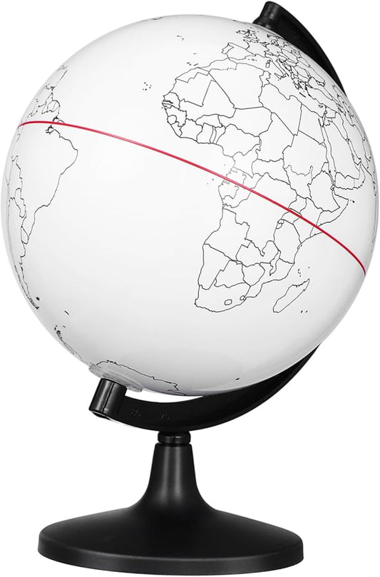 White Globes with Stand, Diy Color Your Own World Globe Blank Earth World Map Unfinished Erasable Painting Model Learning Interactive Geography