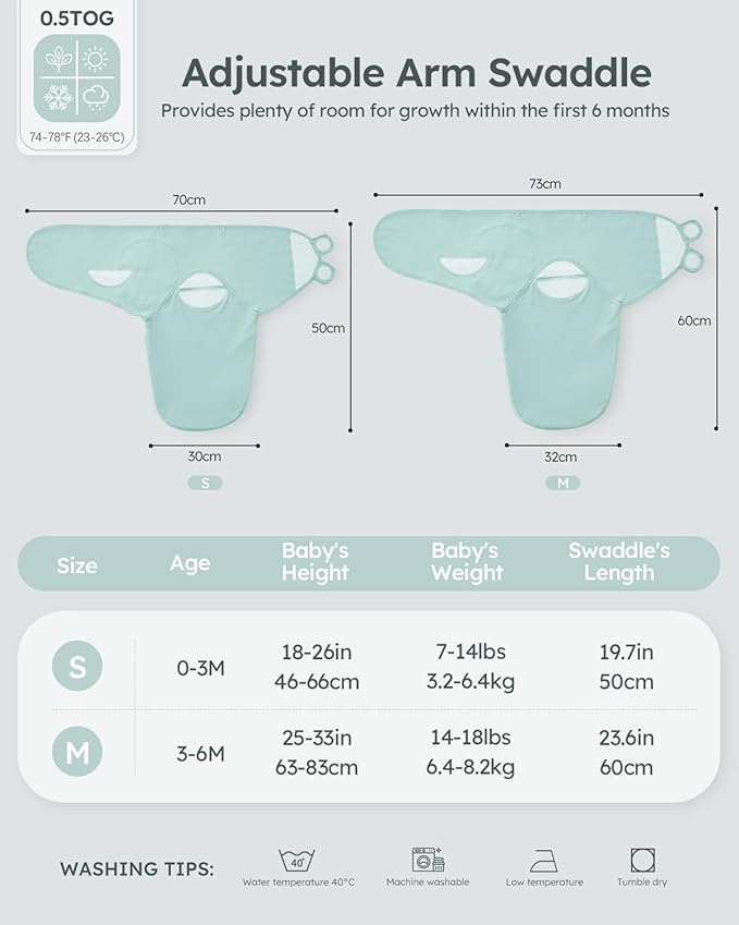 Baby Swaddles for Newborns with Zipper, 100% Cotton Newborn Swaddle Sack, 3 Pack Baby Swaddles 3-6 Months Swaddle Sleep Sack for Newborn Baby Boy Girl Green Excavator