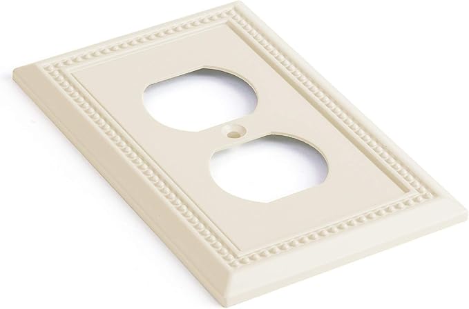 Henne Bery Sunken Pearls Heavy Duty Decorative Wall Plate Switch Plate Outlet Cover, Durable Solid Zinc Alloy (Single Duplex 3PK, Light Almond)
