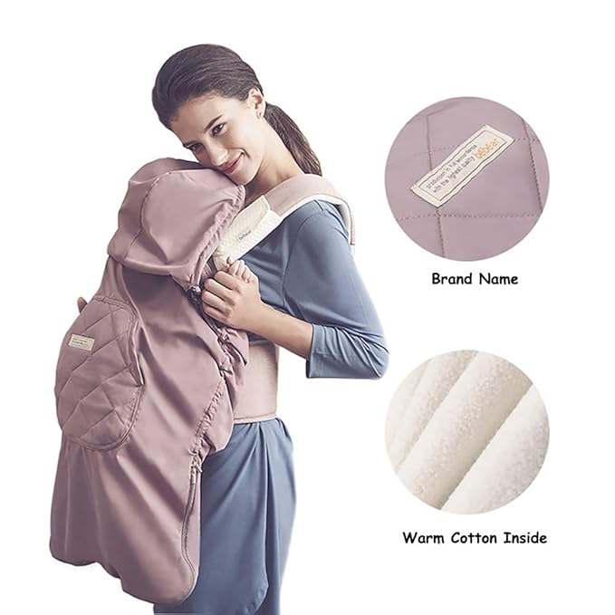 Bebamour Universal Hoodie All Season Carrier Cover for Baby Carrier (Light Pink)