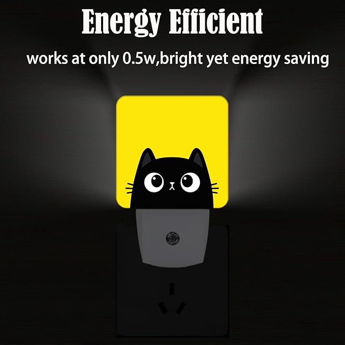 Black Cat Gaze Night Light,Plug-in Night Lights with Dusk-to-Dawn Sensor for Stairway,Hallway,Bedroom Sleep Friendly Ideal for Women/Girls/Boys Gift,0.5w