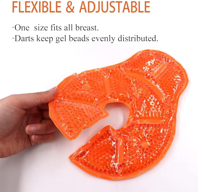 Reusable Breast Therapy Pack, Breast Ice Packs, Breastfeeding Essentials, for Breastfeeding Relief, Nursing Pain, Engorgement, Swelling Augmentation, Mastitis, Mastectomy Recovery, 2 Pack Orange