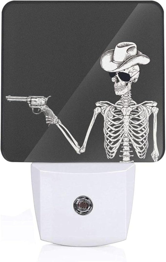 Led Night Light, Funny Gothic Skull Cowboy Decorative Plug in Nightlights,with Smart Auto Dusk to Dawn Night Light for Bedroom, Kitchen, Nursery, Bathroom