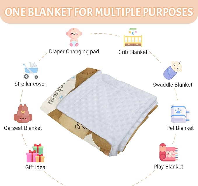 Personalized Baby Blankets for Girls & Boys - Super Soft Easter Blanket with Thick Double-Layer Dotted Backing, Personalized Baby Gifts for Baby Shower from Grandma (Apricot, Customize Now)