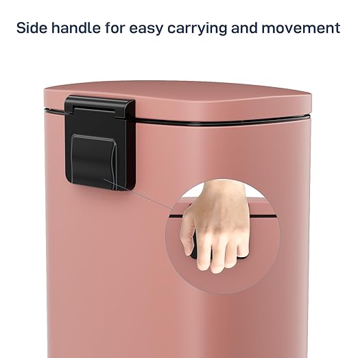 Arlopu 8/13.2 Gallon Step Trash Can, Stainless Steel Garbage Bin, Soft-Close Rubbish Bin with Removable Plastic Inner Bucket, Fingerprint-Proof, Lid Dustbin, Suit for Kitchen Home (Pink, 30L)