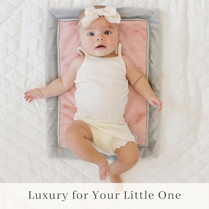 SARANONI Luxury Security Blankets for Babies | Ultra-Soft Lush and Boutique Quality Baby Blanket | Light Pink/Gray, Mini - 15" x 20"