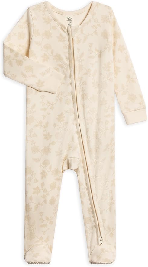 Colored Organics Baby Zip-Up Footed Sleeper with 2-Way Zipper - Newborn Organic Cotton Pajamas