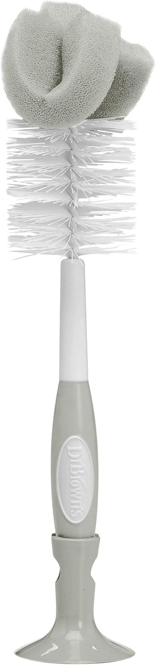 Dr. Brown's Baby Bottle Cleaning Brush with Sponge, Scrubber and Nipple Cleaner, Grey 12 Pack