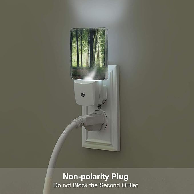 Green Forest Night Light,Plug Into Wall with Dusk to Dawn Light Sensors, Warm Nightlights for Bedroom, Bathroom, Hallway, Kitchen, Gifts Ideal for Boys Girls Women Men