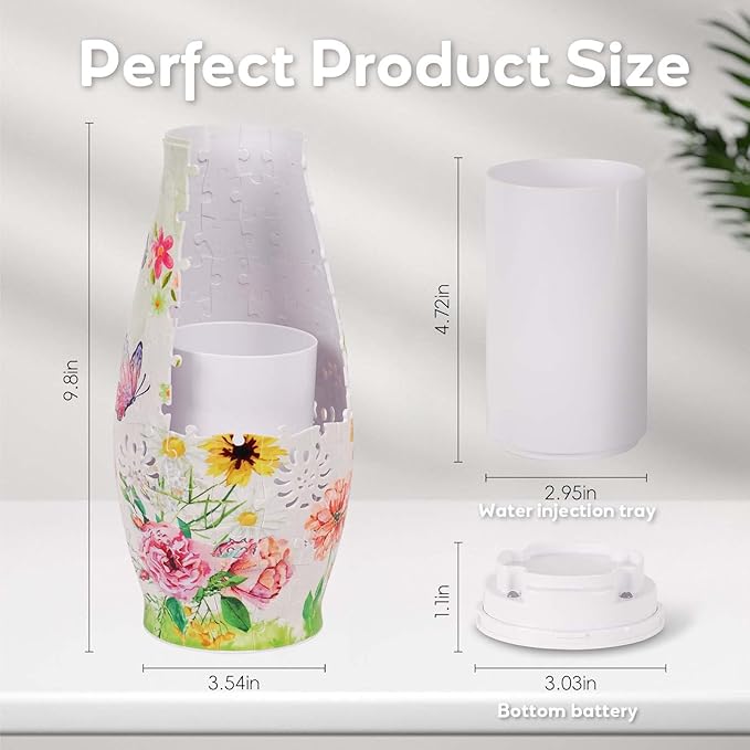 3D Puzzle Vase for Adults, 3D Puzzle Vases for Flowers, 152 Pcs 3D Puzzles Art Vase for Kids Ages 8-13, Cute Unique Flower Vases Decoration with Night Light, Crafts for Adults(Butterfly)