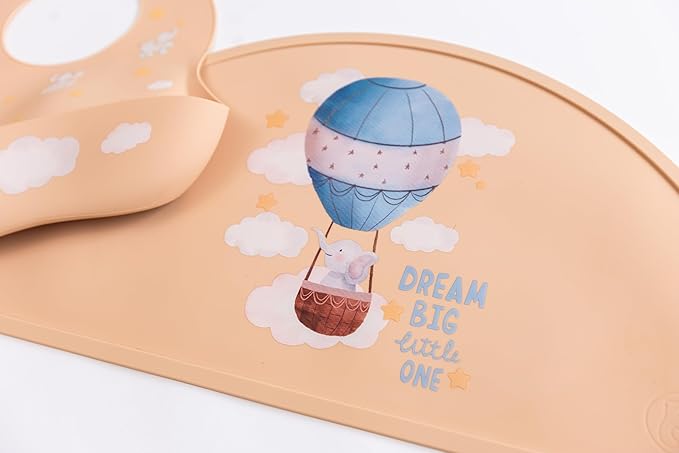 Silicone Baby Bib and Mat | Boys Girls Babies & Toddlers | Waterproof, Adjustable, BPA Free