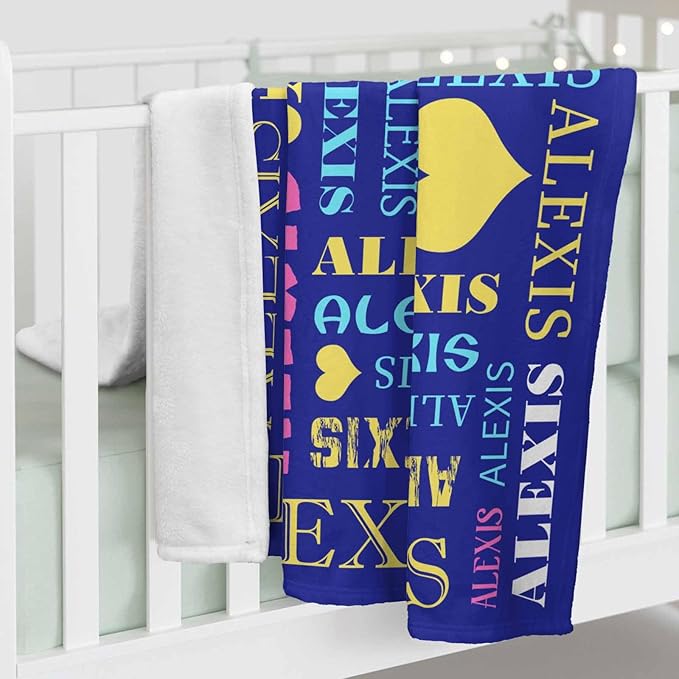 Personalized Baby Blanket with Name for Boys Girls Kids, Custom Name Blanket for Son Daughter, Navy Blue Flannel Blankets Gifts for Teen Shower Toddlers Christmas Birthday