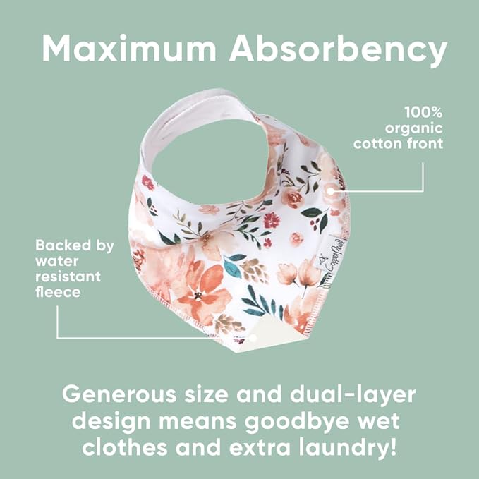 Copper Pearl 4 Pack Soft Cotton Baby Bibs for Drooling and Teething, Absorbent Drool Bibs for Baby Girl and Boy, Adjustable to Fit Newborns to Toddlers, Tons of Styles (Autumn)
