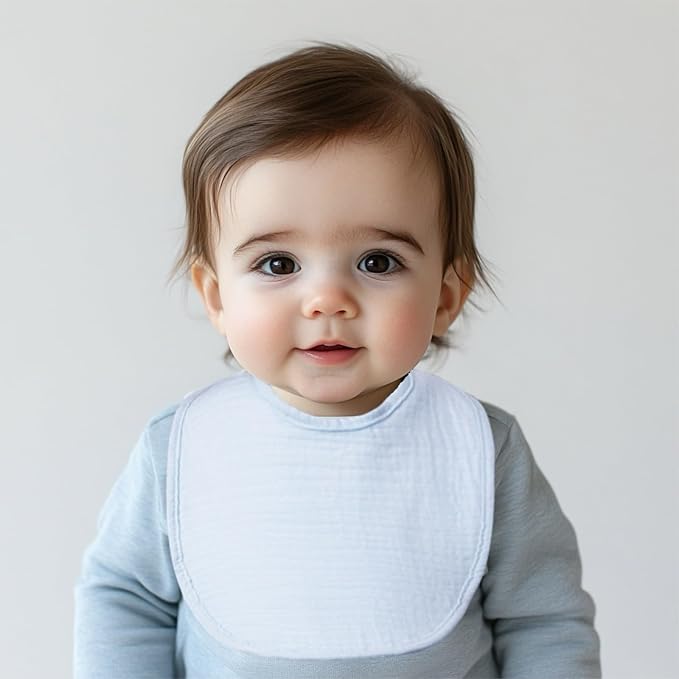 8-Pack Cotton Baby Drool Bibs - Quick-Dry Absorbent Bandana Bibs, Adjustable Snaps for Newborn to 24M
