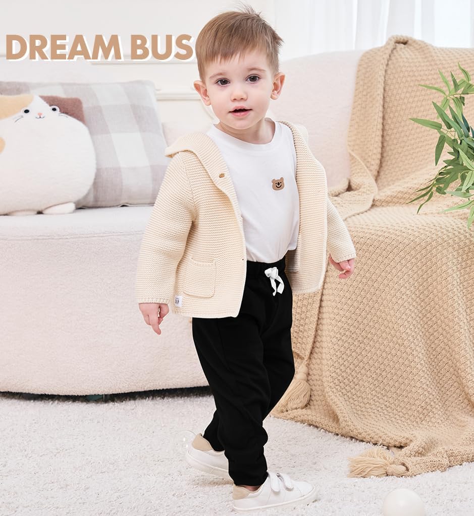 DREAM BUS Pack of 3 Toddler Jogger Pants with Pocket Toddler Boy Sweatpants Baby Boy Pants Infant Newborn Leggings