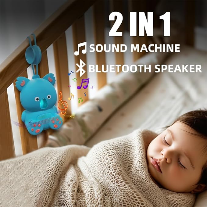 Baby White Noise Machine with Bluetooth Speaker & Timer | Portable Infant Sleep Aid, Sleeping Music Soothing Sounds for Nursery, Travel, Crib & On-The-Go