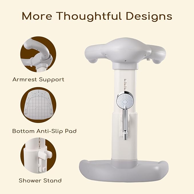 Dollate Baby Shower Standing Support Adjustable Height Baby Shower Stand with Anti-Slip Base, Portable Bath Stand for Infant 8-36 Months Toddler Standing Bath Support for Shower & Tub