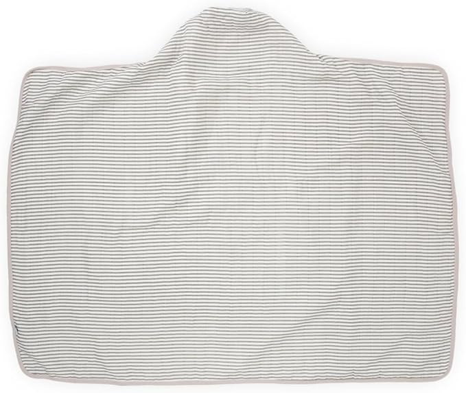 Little Unicorn Premium Hooded Bath Towel| Absorbent Cotton & Terry Blend | Larger Size, 1-6 Years (Grey Stripe)