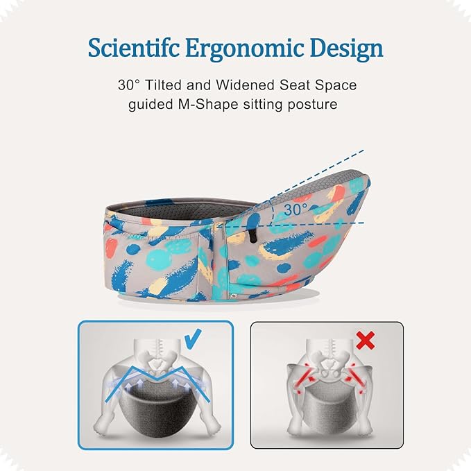 Baby Hip Seat Carrier Baby Waist Stool for Child Infant Toddler with Adjustable Strap Buckle Pocket Soft Inner Huge Storage,Light Grey