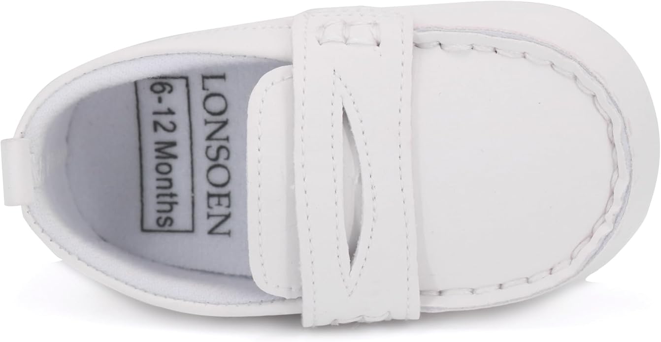 LONSOEN Baby Girls Boys Loafers Prewalker Dress Crib Shoes