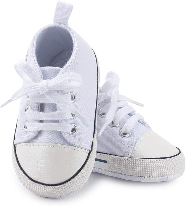 Meckior Baby Girls Boys Canvas Sneakers Soft Sole High-Top Ankle Infant First Walkers Crib Shoes