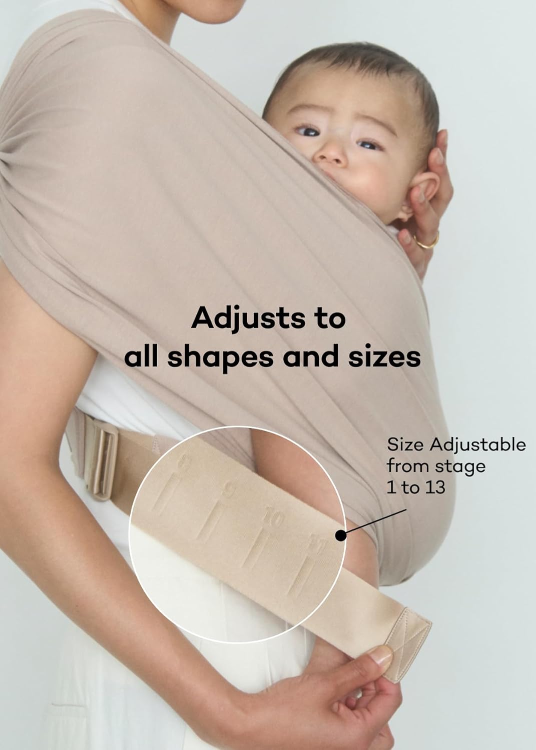 Konny Baby Carrier Flex SoftBreeze with Head Support - Adjustable, Easy to Wear Baby Wrap Sling, Perfect for Newborn Babies Essentials up to 44 lbs (XS-XL) - Melange Grey