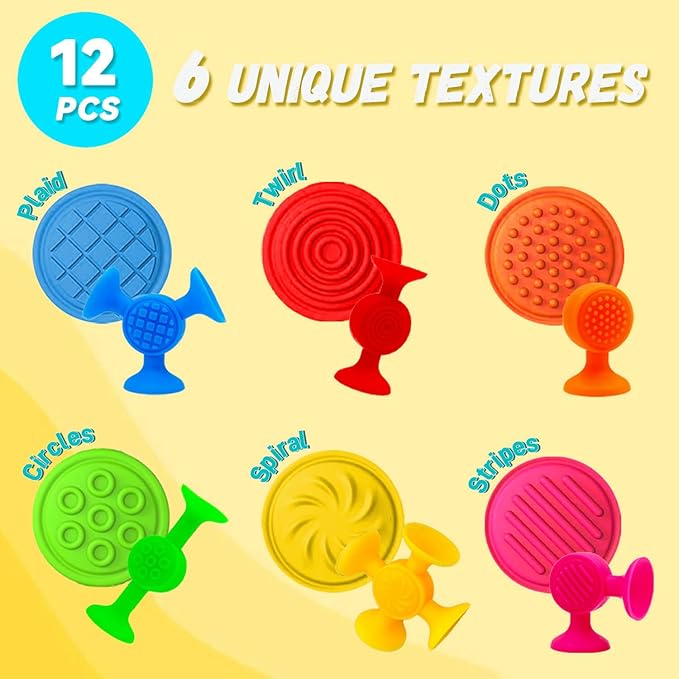Suction Cup Toys Bath Toys - 12 Pcs Sensory Suction Bath Toy for Toddler Kids, No Hole Bath Suction Toy, Textured Fidget Toys for Travel
