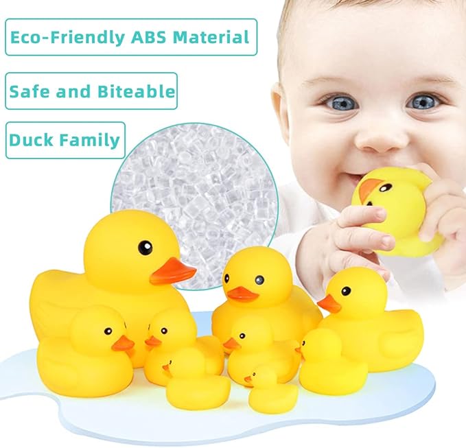 Umbresen 9 Pcs Bath Duck Toy Yellow Rubber Ducks Preschool Bathtub Duckies Gift for Baby Shower Infants Toddlers kids Car Pool Floaty Halloween Christmas Adults Party Favors Carnival Theme Decorations