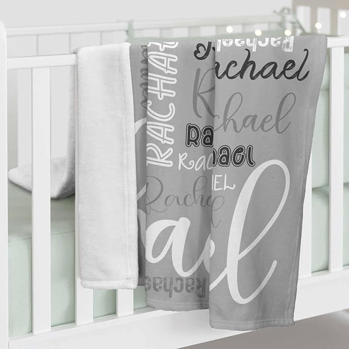 Customized Name Blanket for Boys Girls, Personalized Blankets with Kids Name for Birthday Christmas, Cozy and Fluffy Crib Blankets for Toddler Newborn Infant Christmas Birthday Baby Shower