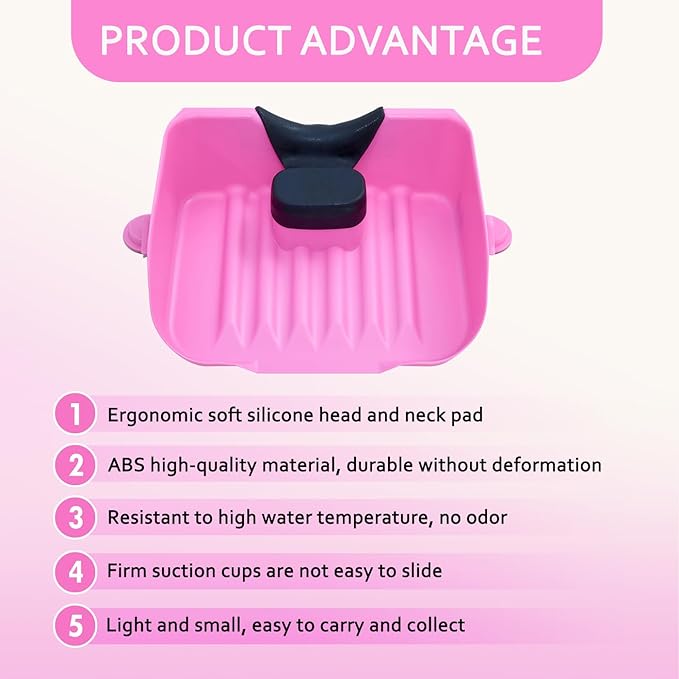 Portable Shampoo Basin for Kids, Baby, Children,Tear Free Hair Washing Basin Tray at Home (Pink)
