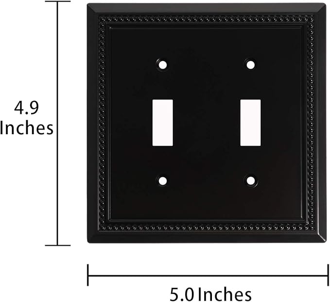 Henne Bery Sunken Pearls Heavy Duty Decorative Wall Plate Switch Plate Outlet Cover (Double Toggle, Matte Black)