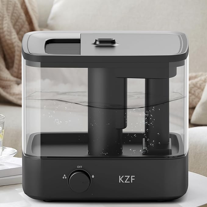 KZF 2.3L Top-Fill Cool Mist Humidifier – Whisper-Quiet, Up to 30 Hrs Runtime, Auto Shut-Off, Ideal for Bedroom, Baby Nursery & Plants