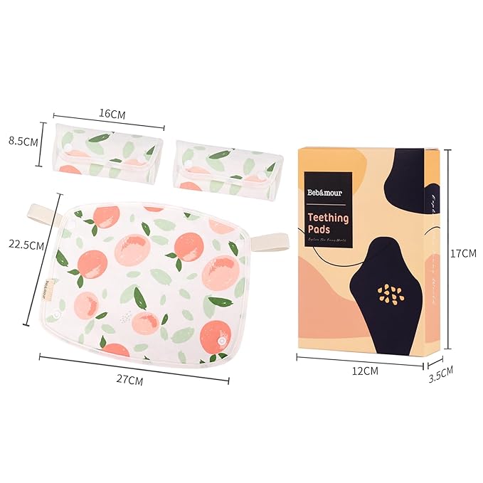 Bebamour Drool and Teething Reversible Cotton Pad For All Carry Positions Baby Carrier White Drool Bib For Boys & Girls(Peach)