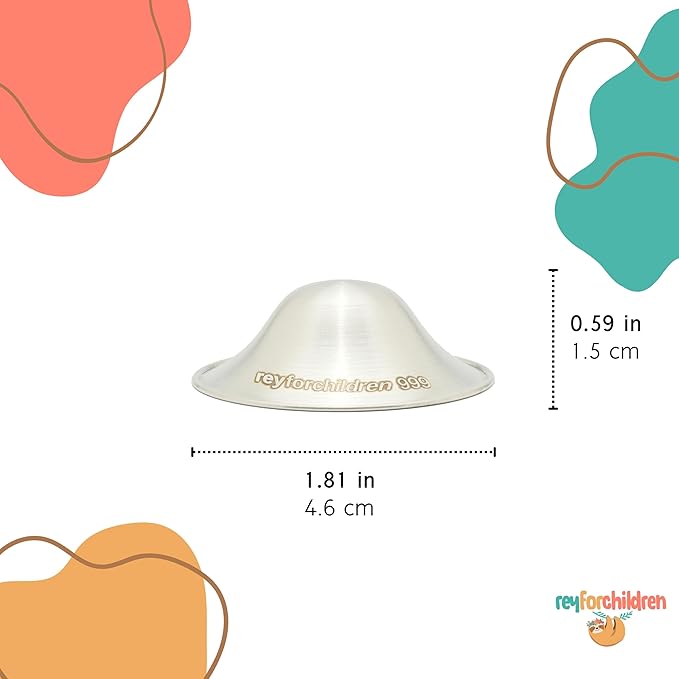 RFC Silver Nursing Cups - 999 Silver Nursing Pad - Nipple Shield Kit for Nursing Newborn - Breastfeeding Essentials - Nipple Cover Breastfeeding - With Silicone Ring & Cleaning Scotch & Case (REGULAR)