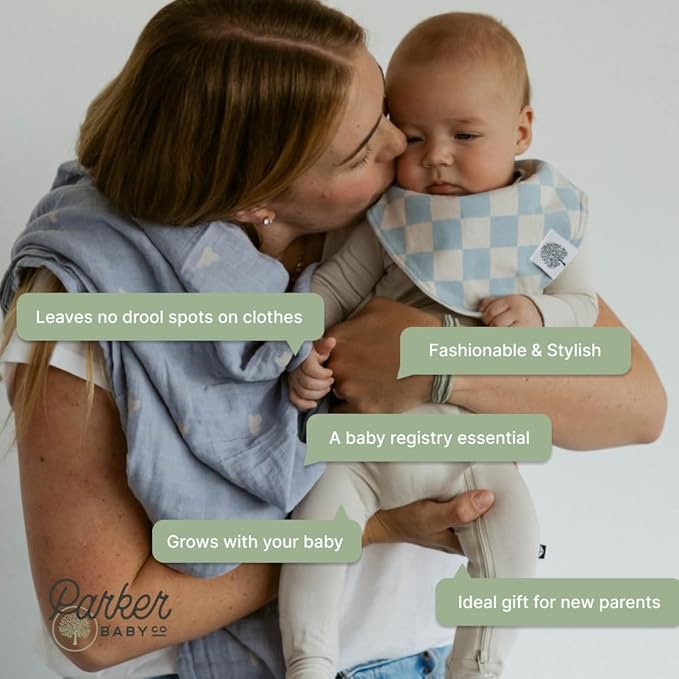 Parker Baby Bandana Drool Bibs 8 Pack Baby Bibs for Boys, Girls, Unisex - Soft & Stylish Teething Bibs for Babies