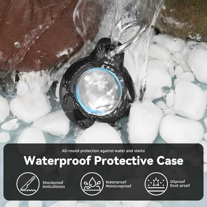 Upgrade Waterproof 2 Pack Airtags Holder with Apple Airtags Keychain, Hard PC Air Tag Case, Anti-Scratch & Shock Air tag Holder, Men's Women's Keyrings & Keychains -Black+Orange