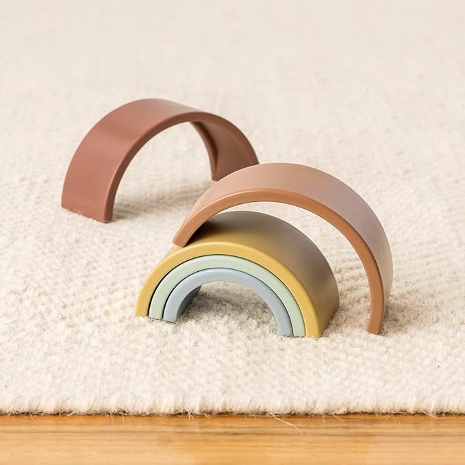 Itzy Ritzy Rainbow Stacker Toy - Includes 5 Arches for Stacking; Helps Develop Hand-Eye Coordination; Rainbow