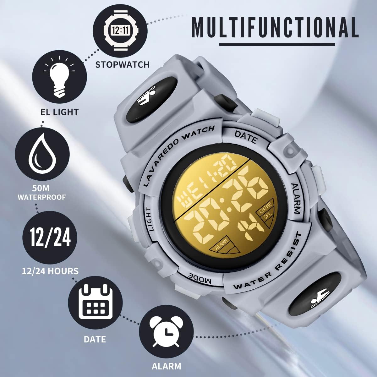 Kids Watch,Boys Watch for 3-15 Year Old Boys,Digital Sport Outdoor Multifunctional Chronograph LED 50 M Waterproof Alarm Calendar Analog Watch for Children with Silicone Band,Kids Gift
