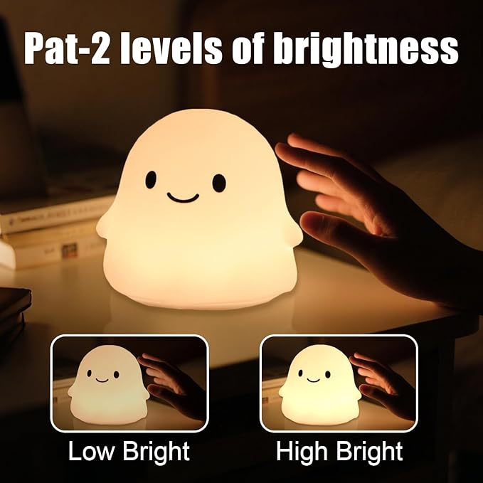 Halloween Ghost Night Light, Kids Halloween Gifts - Cloud Nightlight, Halloween Decorations, Squishy Silicone, Dimmable, Rechargeable, 30-Min Timer, Bedroom Nursery Bedside, Room Decor