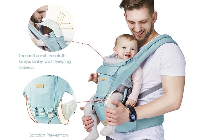 3 in 1 Ergonomic 360° Soft Baby Carrier, Baby Sling Comfortable Adjustable Positions, Fits All Newborn Toddler,HipSeat Infant Carrier, All Seasons,Perfect for Hiking Shopping Travelling (Pink)