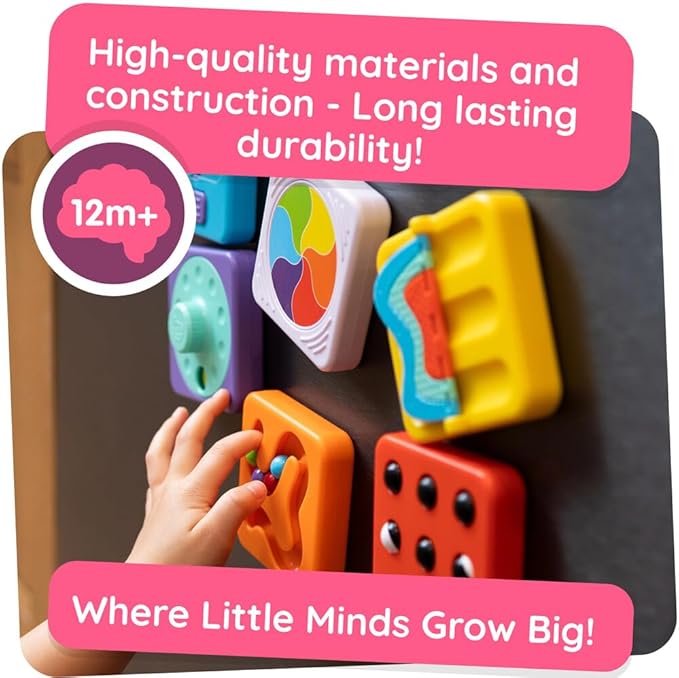 Fat Brain Toys PlayTab Essentials, Modular Sensory Activity Board, Busy Board for Toddlers and Babies Ages 12 Months+